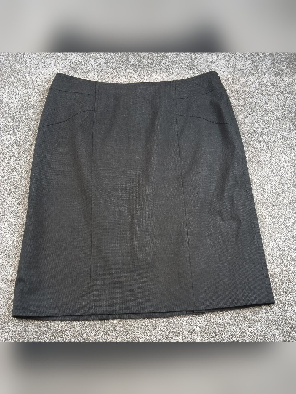 Coldwater Creek Pencil Skirt Womens Size 12 Dark Gray Woven Houndstooth